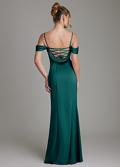 Azazie Nira Bridesmaid Dresses Peacock Mermaid Corset Stretch Satin Dress image8