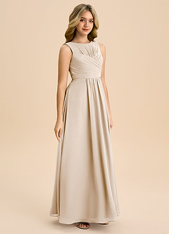 Azazie Skyla Junior White Alabaster A-Line Pleated Chiffon Dress image4