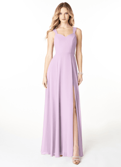 Azazie Julie Bridesmaid Dresses Frosted Lilac A-Line Sweetheart Neckline Chiffon Dress image1