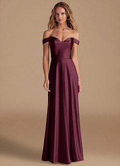 Azazie Jackalin Kleider zum Anprobieren zu Hause Wandelbar A-Linie Schulterfrei Metallischer Satin Kleid Himmelblau image1