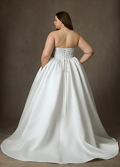 Azazie Mirabeth Wedding Dresses Diamond White Ball-Gown Strapless Lace Dress image14
