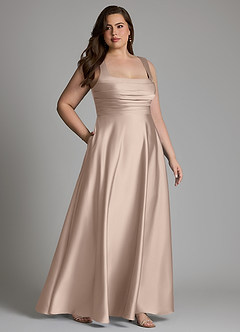 Azazie Azaria Robes de demoiselle d'honneur Robe Trapèze en Satin extensible Corset Rose Anglais image11