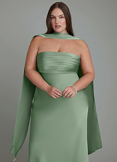 Azazie Saylor Abiti da Damigella Abito Sirena in Raso Elasticizzato Senza Spalline Matcha image18