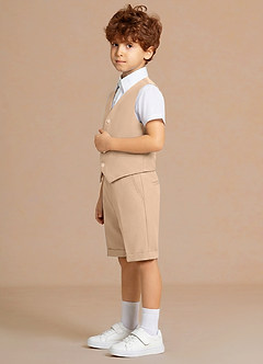 front Oliver Tan 3-Piece Boys Vest & Shorts Set