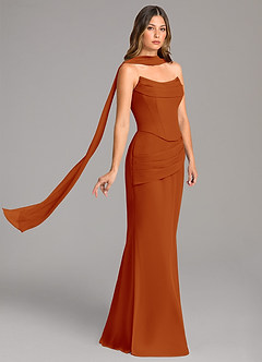 Azazie Sorrel Bridesmaid Dresses Paprika Mermaid Corset Chiffon Dress image4