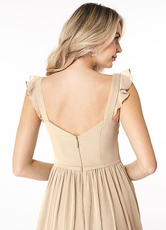 Azazie Stassie Abiti da Damigella Abito A-Line in Chiffon Increspato con Scollo a Cuore Champagne image6