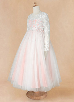 Azazie Elodie vestidos de niña de las flores Vestido de Marfil Rosetón de Encaje de Princesa image12