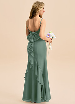Azazie Lioren Junior Meerjungfrau-Linie Schleifen Chiffon Kleid Eukalyptus image1