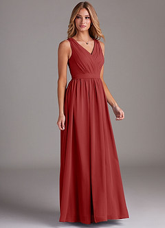 Azazie Kingsley Bridesmaid Dresses Rust A-Line Lace Chiffon Dress image5