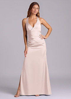 Azazie Amelie Abiti da Damigella Abito A-Line in Raso Elasticizzato Plissettato Rosa Rossore image5