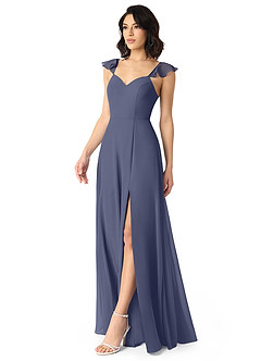 Azazie Everett Bridesmaid Dresses Stormy A-Line V-neck Ruched Chiffon Dress image3