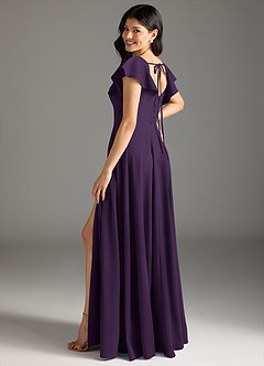 Azazie Bondi Final Sale Plum A-Line Ruched Stretch Crepe Dress image6