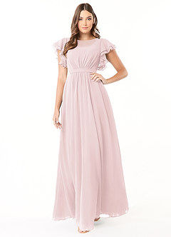 Azazie Daphne Modest Bridesmaid Dresses A-Line Ruffled Chiffon Floor-Length Dress image5