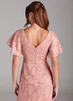Azazie Ambrosia Bridesmaid Dresses Rosette A-Line Pleated Floral Burnout Dress image2