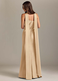 Azazie Kinsley Bridesmaid Dresses Champagne Mermaid Side Slit Stretch Satin Dress image2