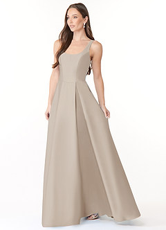Azazie Neve Bridesmaid Dresses Frost Ball-Gown with Pockets Stretch Satin Dress image3