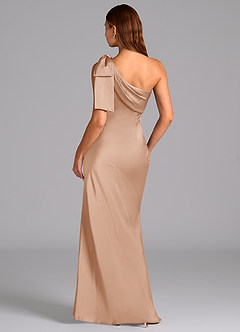 Azazie Yuanna Bridesmaid Dresses English Rose Mermaid One Shoulder Stretch Satin Dress image2