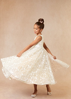 Azazie Rosie Schlussverkauf A-Linie Spitze Kleid Diamantweiß Champagner image2