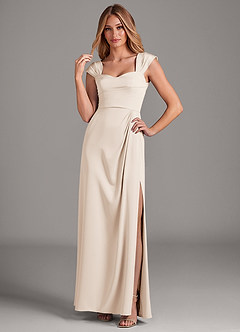 Azazie Laila Bridesmaid Dresses White Alabaster A-Line Pleated Stretch Satin Dress image3