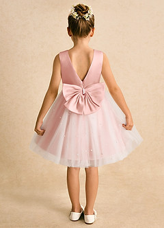 Azazie Esme Abiti da Ragazza di Fiori Abito Principessa in Tulle Fiocco Avorio Rosetta image8