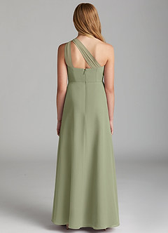 Azazie Maive Junior Pistachio A-Line Pleated Chiffon Dress image3