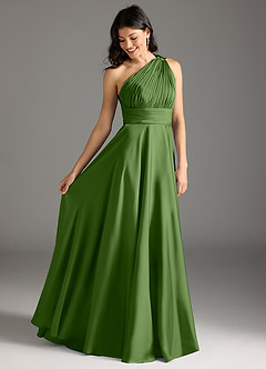 Azazie Charlize Jurken voor bruidsmeisjes Jurk van Stretch Satijn met A-lijn One-shoulder Basilicum image2
