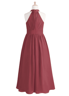 Azazie Iman Junior Merlot A-Line Pleated Chiffon Dress image7