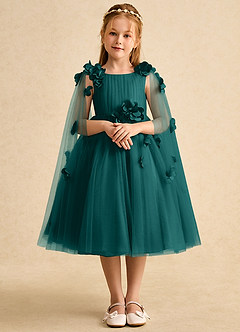 Azazie Staria Flower Girl Dresses Peacock Ball-Gown Ruched Tulle Dress image1