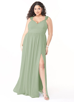 Azazie Cleobella Bridesmaid Dresses Dusty Sage A-Line Sweetheart Lace Chiffon Dress image8