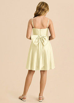 Azazie Bear Junior Lemon Sorbet A-Line Sweetheart Neckline Stretch Satin Dress image2