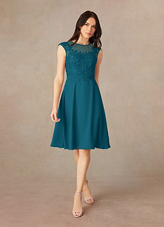 Azazie Klaus Mother of the Bride Dresses Ink Blue A-Line Scoop Sequins Chiffon Dress image3