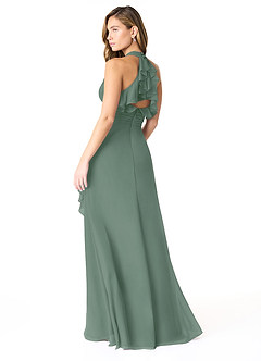 Azazie Aviv Bridesmaid Dresses Eucalyptus A-Line Pleated Chiffon Dress image2