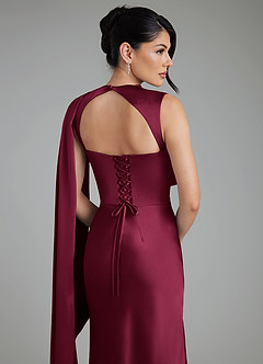 Azazie Taj Bridesmaid Dresses Burgundy Mermaid Corset Stretch Satin Dress image9