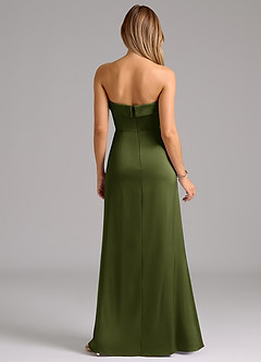 Azazie Aretha Bridesmaid Dresses Olive A-Line Strapless Stretch Satin Convertible Dress image7