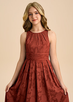 Azazie Bibiane Junior Klä av A-Line i Blommig Utbrändhet Plisserad image7