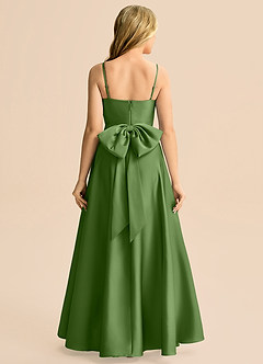 Azazie Rumi Junior Basil A-Line Pleated Stretch Satin Dress image2