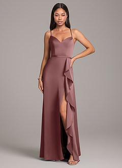Azazie Naeem Bridesmaid Dresses Vintage Mauve A-Line Stretch Satin Dress image4