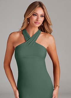 Azazie Doretta Bridesmaid Dresses Sea Moss Mermaid Pleated Chiffon Dress image5