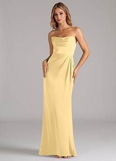 Azazie Johana Robes de demoiselle d'honneur Robe Sirène Convertible en Satin extensible Épaule décolletée Beurre image5