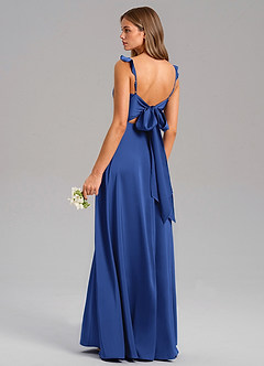 Azazie Everett Bridesmaid Dresses Royal Blue A-Line Stretch Satin Dress image6