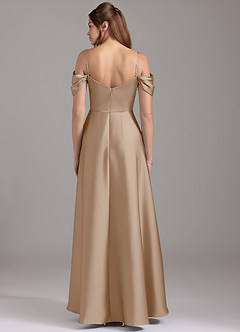 Azazie Marley Bridesmaid Dresses Taupe A-Line Off the Shoulder Stretch Satin Convertible Dress image5