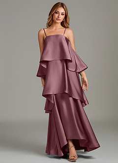Azazie Azalea Bridesmaid Dresses Amethyst A-Line Ruched Stretch Satin Dress image6