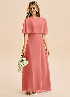 Azazie Maris Junior Robe Trapèze en Mousseline de soie Rose Saumon image6