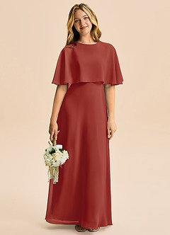 Azazie Maris Junior Abito A-Line in Chiffon Terracotta image5