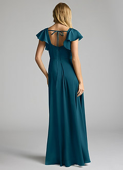 Azazie Bondi Bridesmaid Dresses Ink Blue A-Line Bow Stretch Satin Dress image6