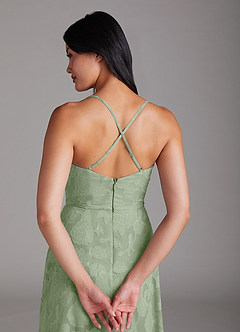 Azazie Naeem Bridesmaid Dresses Dusty Sage A-Line Floral Burnout Dress image5
