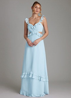 Azazie Malaya Bridesmaid Dresses Sky Blue A-Line Corset Chiffon Dress image1