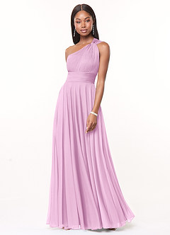 Azazie Charlize Final Sale Candy Pink A-Line One Shoulder Mesh Dress image1
