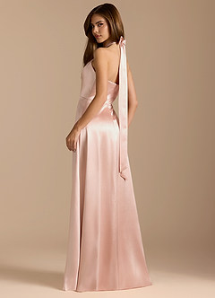 Azazie Tracie Bridesmaid Dresses Rose Gold A-Line Pleated Metallic Satin Dress image9