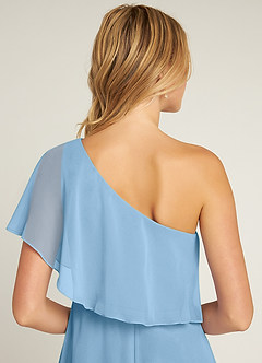 Azazie Lizzy Brautjungfernkleider A-Linie One-Shoulder Chiffon Kleid Stahlblau image3